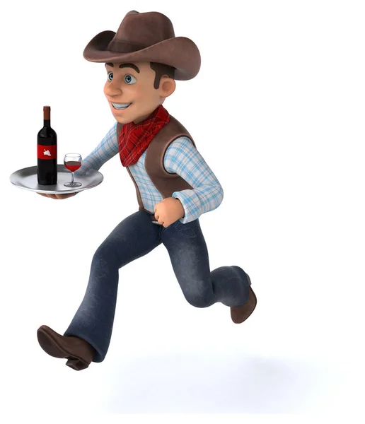 Lustige Cartoon Figur Mit Wein Illustration — Stockfoto