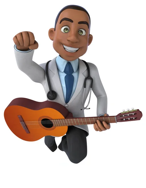 Divertido Personaje Dibujos Animados Con Guitarra Ilustración — Foto de Stock