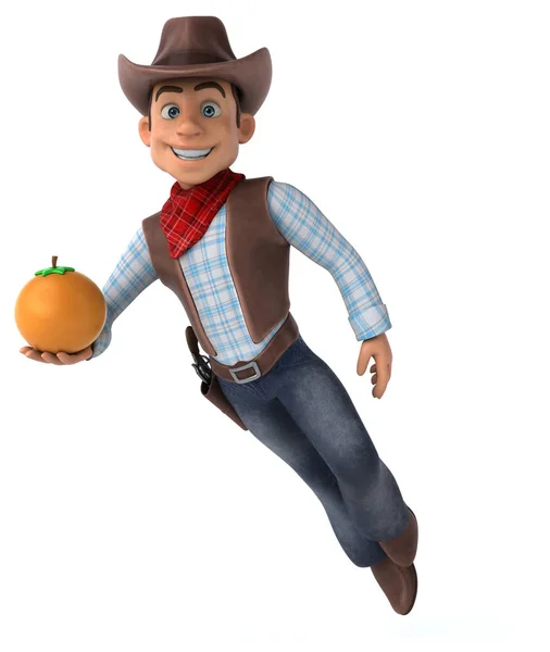 Spaß Cartoon Figur Mit Orange Illustration — Stockfoto