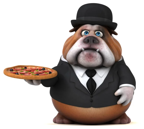 Personagem Desenho Animado Divertido Com Pizza Ilustração — Fotografia de Stock