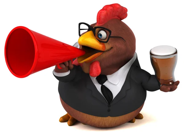 Fun Chicken Beer Illustration — Stock Photo, Image