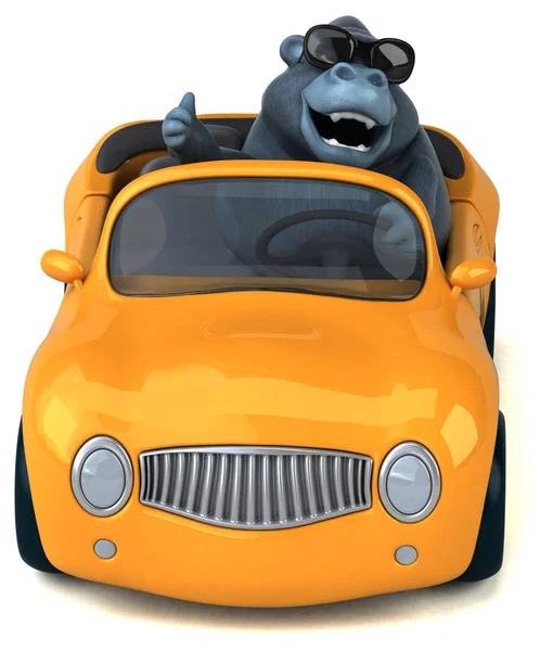 Gorila Divertido Carro Ilustração — Fotografia de Stock