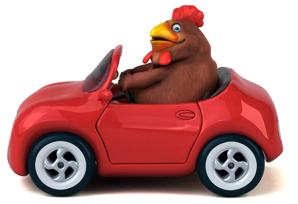 Poulet Amusant Voiture Illustration — Photo