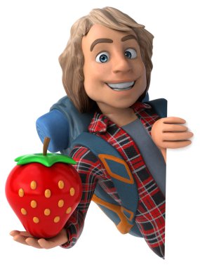 Çilek - 3d çizim ile eğlenceli çizgi film karakteri