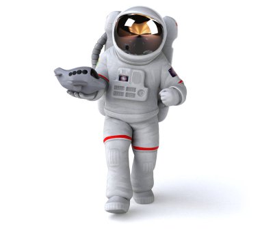 Eğlenceli çizgi film karakteri ile uçak - 3d çizim