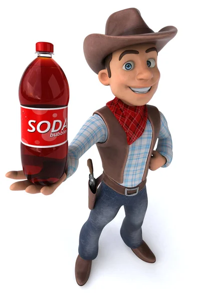 Rolig Tecknad Figur Med Soda Illustration — Stockfoto