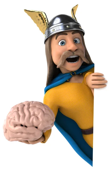 Leuk Personage Met Brain Illustratie — Stockfoto