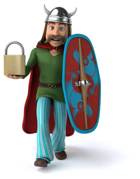 Fun Cartoon Character Lock Illustration — Stock Photo, Image