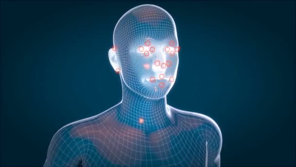 Human Xray Human Anatomy Facial Recognition Animation — Stock Video