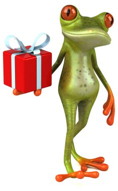 Eğlenceli çizgi film karakteri ile hediye - 3d çizim