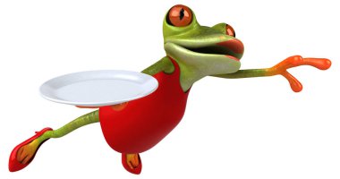 Eğlenceli çizgi film karakteri ile plaka - 3d çizim