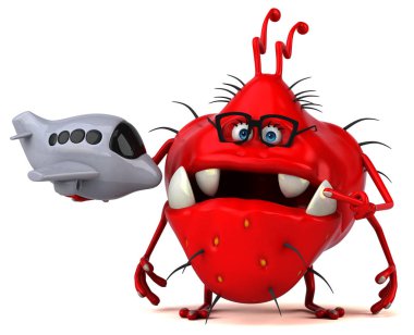 Uçak ile eğlenceli mikrop - 3d İllüstrasyon