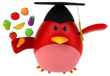 Meyve ve sebze - 3d çizim ile eğlenceli çizgi film karakteri