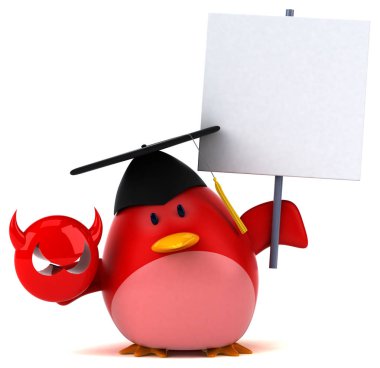 Kırmızı kuş virüs - 3d çizim