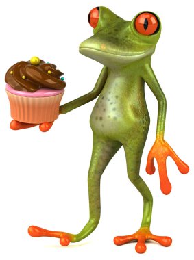 Eğlenceli çizgi film karakteri ile kek - 3d çizim