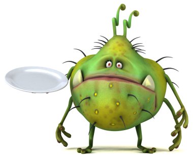 Eğlenceli çizgi film karakteri ile plaka - 3d çizim