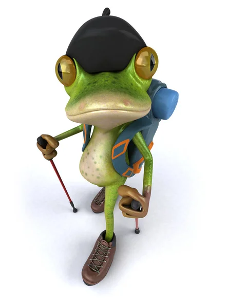 Spaß Backpacker Frosch Illustration — Stockfoto