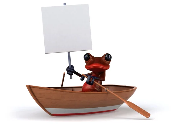Divertido Personaje Dibujos Animados Con Barco Ilustración —  Fotos de Stock