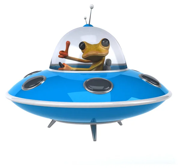 Lustiger Frosch Raumschiff Illustration — Stockfoto