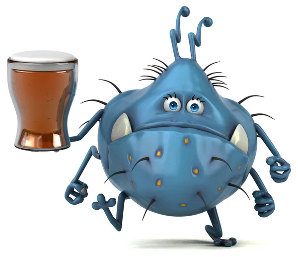 Spaß Cartoon Figur Mit Bier Illustration — Stockfoto