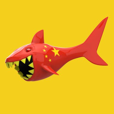 çin Shark kavramı - 3d İllüstrasyon