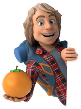 Turuncu - 3d çizim ile eğlenceli çizgi film karakteri