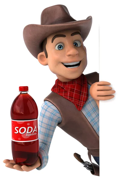 Rolig Tecknad Figur Med Soda Illustration — Stockfoto