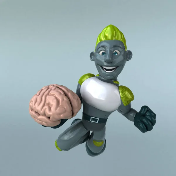 Funny Cartoon Character Brain Illustration — Stock Photo, Image