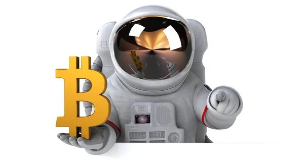 Lustige Comicfigur Mit Bitcoin Illustration — Stockfoto