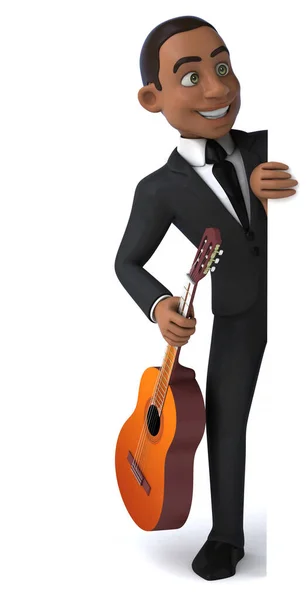 Lustige Cartoon Figur Mit Gitarre Illustration — Stockfoto