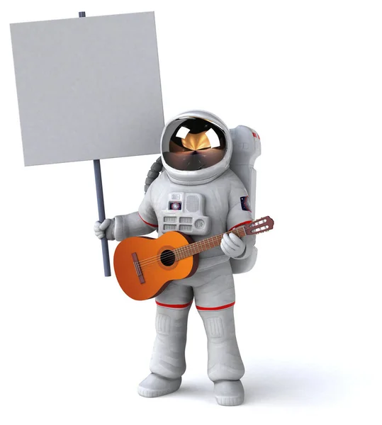 Lustige Cartoon Figur Mit Gitarre Illustration — Stockfoto