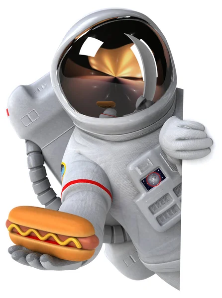 Vicces Karikatúra Karakter Hotdog Illusztráció — Stock Fotó