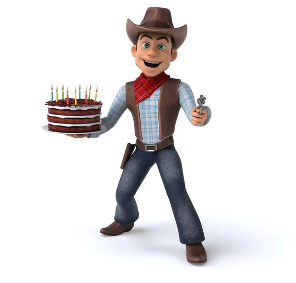 Spaß Cartoon Figur Mit Kuchen Illustration — Stockfoto