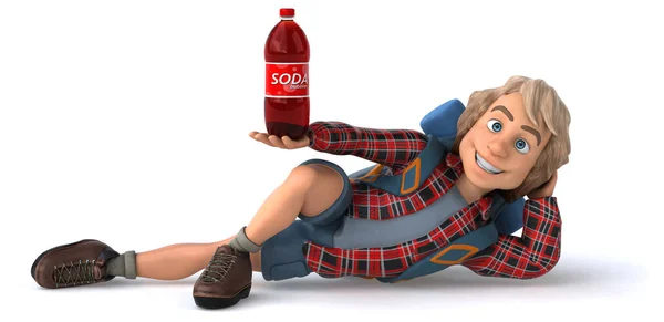 Lustige Cartoon Figur Mit Soda Illustration — Stockfoto