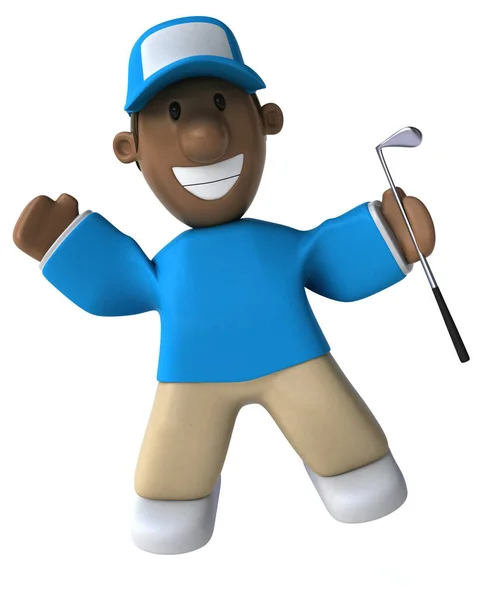 Divertente Personaggio Dei Cartoni Animati Golfista Illustrazione — Foto Stock
