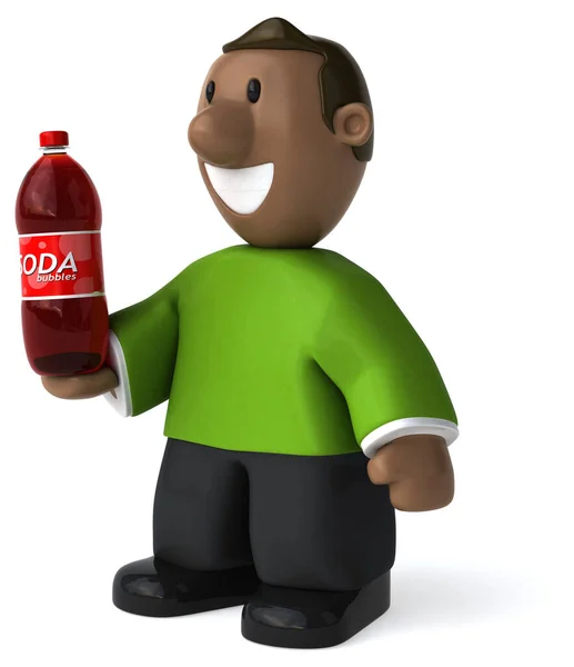 Personagem Desenho Animado Engraçado Com Refrigerante Ilustração — Fotografia de Stock