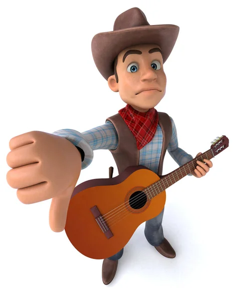 Spaß Cartoon Figur Mit Gitarre Illustration — Stockfoto