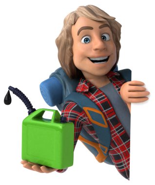 Komik çizgi film karakteri ile petrol - 3d çizim