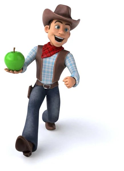 Lustige Cartoon Figur Mit Apfel Illustration — Stockfoto