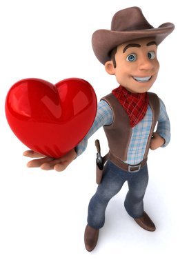 komik çizgi film karakteri ile kalp - 3d çizim