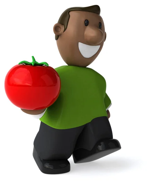 Tecknade Killen Med Tomat Illustration — Stockfoto