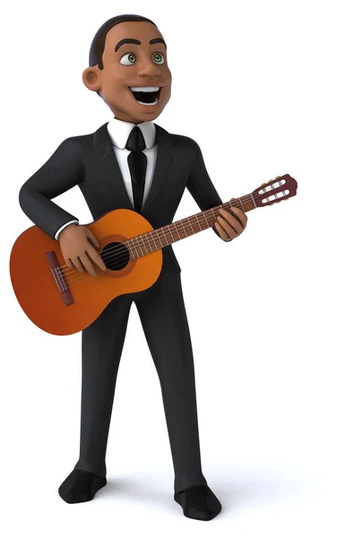 Spaß Cartoon Figur Mit Gitarre Illustration — Stockfoto