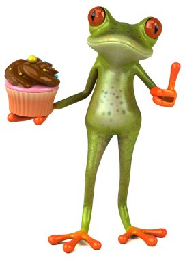 Eğlenceli çizgi film karakteri ile kek - 3d çizim