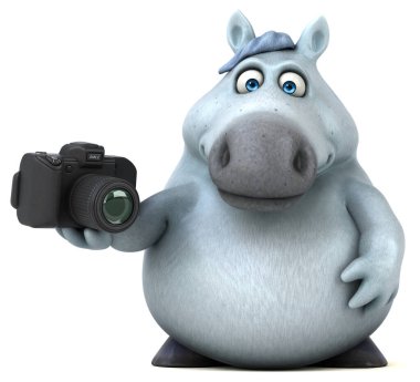 Komik karikatür karakter ile kamera - 3d çizim