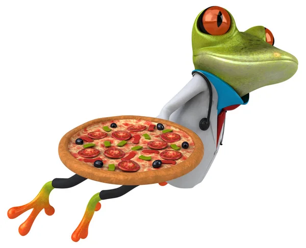 Funny Cartoon Character Pizza Illustration — Stock Photo, Image