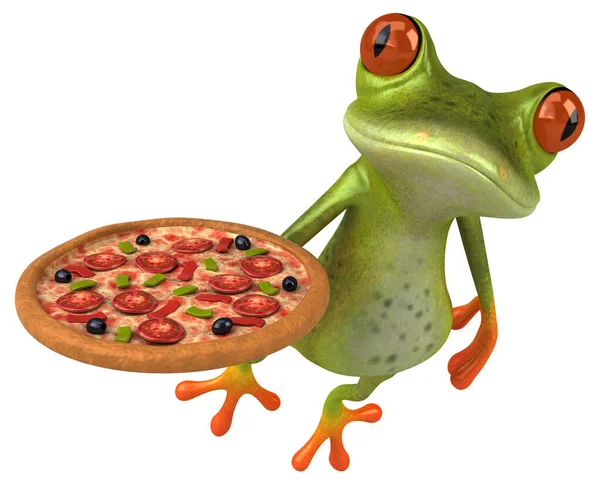 Funny Cartoon Character Pizza Illustration — Stock Photo, Image