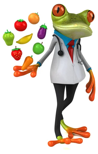 Personagem Desenho Animado Engraçado Com Frutas Ilustração — Fotografia de Stock