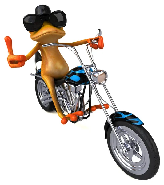 楽しい漫画のキャラクターでオートバイの — ストック写真