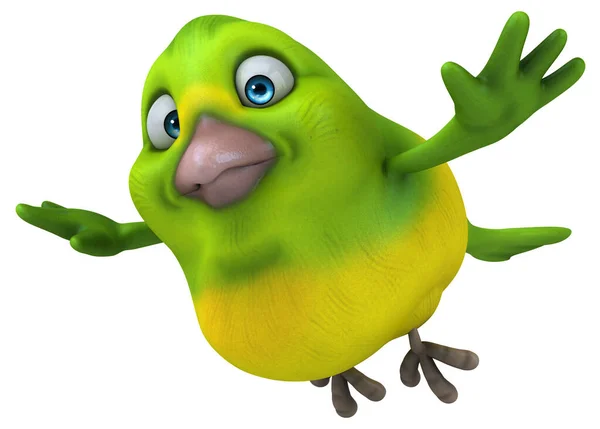 Leuke Groene Vogel Cartoon Character Illustratie — Stockfoto