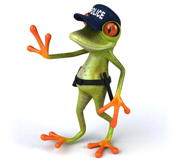 Fun Cartoon Frog Police Officer Illustration — Stock Photo, Image